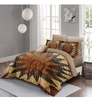 MonoHome Wicker Flower Çift Kişilik Nevresim Takımı 3D Pamuk Saten (Kahverengi)