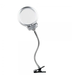 Nikula-2.5X130 MM 5X24 MM LED Aydınlatmalı Büyüteç,Masa üstü Metal Hortum Mandallı-MG15124-C