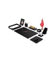 Dora Sümen Takımı 12 parça Siyah Masa Bayraklı  (Gold Aksesuarlı)