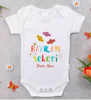 BK Kids İsimli Bayram Şekeri Tasarımlı Bebek Body Zıbın - Model 1