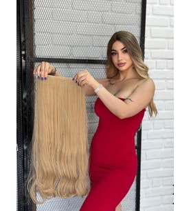 Luxury Maşa Dalgalı Yarımay+2 Yan Çıtçıt Açık Karamel Renk Serisi
