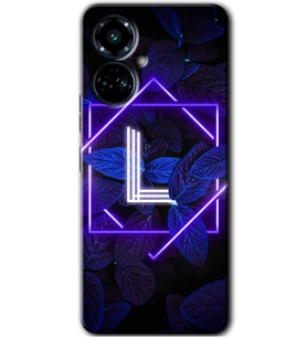 Tecno Camon 19 Pro Kılıf HD Desen Baskılı Kılıf - Dark Neon Yaprak L Harfi