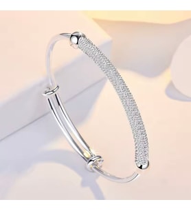 BİLEĞE GÖRE AYARLANABİLEN KADIN GÜMÜŞ BİLEKLİK (Kirli Gümüş)