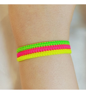 Crystal Atelier Pembe Sarı Yeşil Örgü Makrome 3’lü Bileklik - Unisex El Yapımı Ayarlanabilir Şık Trend Kombin Seti - Makrome Bileklik - Örgü Bileklik - Pembe Sarı Yeşil Bileklik - Hediye Bileklik - İp Bileklik - Günlük Bijuteri Bileklik - Spor Bileklik