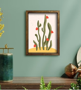 BK Gift Kaktüs Tasarımlı Doğal Masif Ahşap Çerçeveli Tablo 30x40cm-22