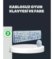 Daktilo Stilli Kablosuz Klavye Mouse Seti – Sessiz Şık