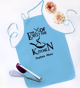 BK Gift Kişiye Özel Lord of The Kitchen Tasarımlı Mavi Mutfak Önlüğü-1