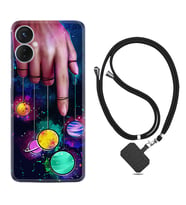 Tecno Spark 9T Kılıf Silikon Boyun Askılı İpli Desenli Silikon Finger planet 1740