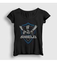 Presmono Kadın Siyah The Shield Wwe Güreş T-Shirt 551803tt