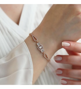 Starlight Diamond Baget Kesim Rose Gold Kaplama Gümüş Bileklik