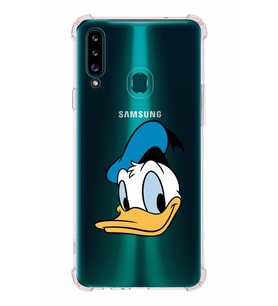 Samsung Galaxy  A20s  Köşe Korumalı Antişok Kapak Donald Duck Tasarımlı Şeffaf  Kılıf
