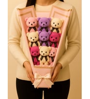Karışık Renk Peluş Ayıcık Buketi Büyük Boy 8 Adet Peluş Ayıcık Eşe Arkadaşa Sevgiliye Hediye Anneler Günü