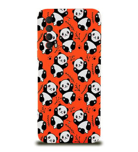 Huawei P Smart 2021 Uyumlu Lansman Kılıf Panda Tasarımlı İçi Kadife Kapak-Turuncu (Şeffaf)