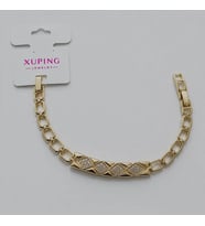 Xuping VIP Kaliteli Antialerjik 14K Altın Kaplamalı Baklava Dilimi Motifli Zirkon Taşlı Gold Bileklik