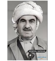 Postera Mele Mistefa Barzanî - Mustafa Barzani Posteri (Siyah-Gri)
