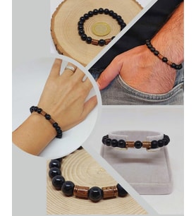 Turmalin & Oniks Taşı 8mm Unisex Tasarım Bileklik Hawaii Model (2913)