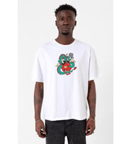 Dragon Samurai Anime Beyaz Erkek Oversize Tshirt