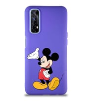 Realme 7 Soft Premier Kapak Mickey Mouse-C Tasarımlı Silikon Kılıf - Mor (Şeffaf)