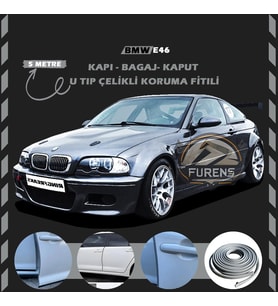 Bmw E46 Oto Araç Kapı Koruma Fitili 5metre Parlak Gri Renk