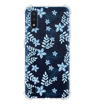 Samsung Galaxy A01 Uyumlu Köşe Korumalı Antişok Kapak Floral Mavi Tasarımlı Şeffaf  Kılıf