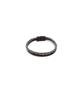 Gri Siyah Karışımlı İnce Hakiki Deri Erkek Bileklik  Mıknatıslı Metal Tokalı Minimal Tasarım