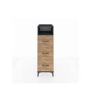 Kronos Dolap Tek Raflı 3 Çekmeceli 44x59x134 Antrasit-Çam