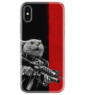Apple iPhone X XS Kılıf Silikon Desen Özel Seri Çılgın Kedi 1674