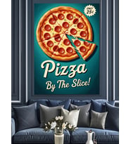 Pepperoni Pizza Yemek Posteri Dekoratif Kanvas - Mdf Ahşap Tablo