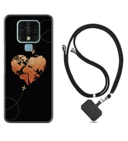 Tecno Camon 16 18P Pova Kılıf Boyun Askılı Silikon Plane Heart 1721
