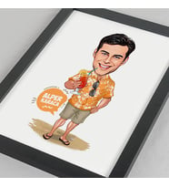 Kişiye Özel Karikatürlü Tatildaki Erkek Resim Çerçevesi