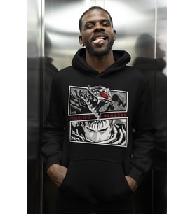 Tasarım Berserk Guts Baskılı Unisex Oversize Anime Karakter Hoodie