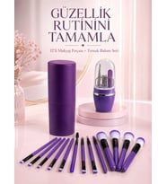 12 Parça Mor Makyaj Fırçası Ve Manikür Pedikür Tırnak Bakım Seti Çok Amaçlı Avantajlı İkili Set