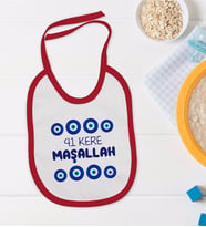 BK Kids Maşallah Tasarımlı Kırmızı Bebek Mama Önlüğü-2