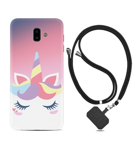 Samsung J6 Plus J7 Prime J7 Pro M20 Kılıf Boyun Askılı Silikon Sweety Unicorn 1737