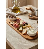 Globy Tik Ağacı Sosluklu Servis Sunum Tabağı 54x20x2 cm