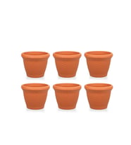 Omnipazar SO-HS01 Plastik Hasır Desenli Saksı 3.3 lt Kiremit 6 Adet