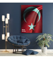 Kişiye Özel Türk Bayrağı  Tasarımlı Yeni İş Hediyesi Kanvas Tablo 30x50 cm