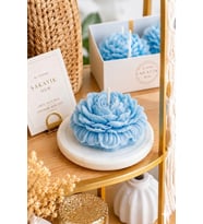 Şakayık 3'lü Mum - Mumelia Candles Doğal Soya, El Yapımı, Dekoratif - Mavi