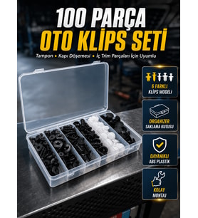 100 Parça Oto Döşeme Klipsi Seti Tampon, Kapı Paneli ve Plastik Trim Sabitleme Klipsleri