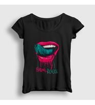 Presmono Kadın Siyah Tongue Dil Dudak Falling In Reverse T-Shirt 504538tt