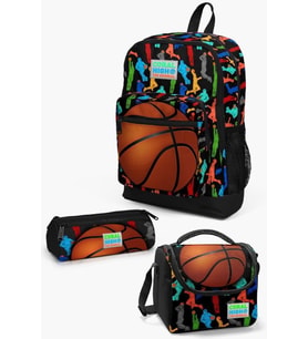 Coral High Kids Siyah Basketbol Desenli 3’lü Okul Çanta Seti Erkek Çocuk