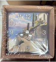 Galaxy Mıknastıslı Nostaljik Manzara Eskitme Desenli Buzdolabı Saati Kare 10 x 10 cm