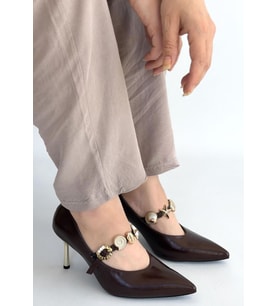 Conne Kahverengi Cilt Stiletto Ayakkabı