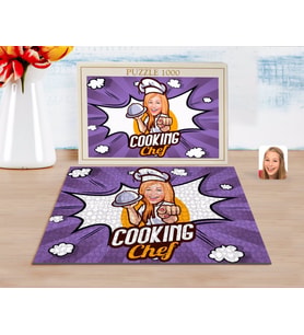 BK Gift Kişiye Özel Kadın Chef Karikatürlü 1000 Parça Profesyonel Puzzle-15