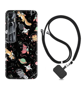Tecno Spark 6 6 Go 8C 8 Pro 7 7 Pro Kılıf Boyun Askılı Silikon Planet Animals 1771