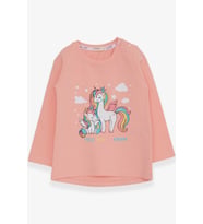Breeze Kız Çocuk Sweatshirt Sevimli Unicorn Baskılı 1-4 Yaş, Somon
