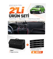 e-biz FORD FİESTA TİP 1 (2002-2009) Uyumlu Torpido Örtüsü + Deri Bagaj Çantası Seti - Siyah - FO007