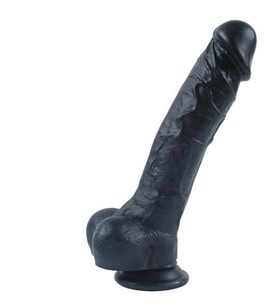 River World 18 cm'lik Siyahi ve Gerçekçi Dildo Damarlı ve Vantuzlu Pe nis