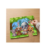 Mutlu Orman Hayvanları Tasarımlı 24 Parça Ahşap Çocuk Puzzle
