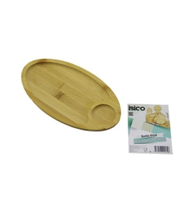 OVAL 2 BÖLMELİ=1+1 AHŞAP BAMBU SERVİS SUNUM TEPSİ - TAHTASI MİNİ TEPSİ 25 X 14 X 1.4CM (5343)